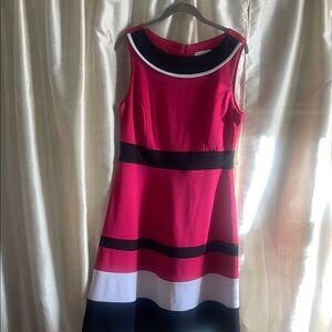 Elegant Pink Black and white Sleeveless Dress